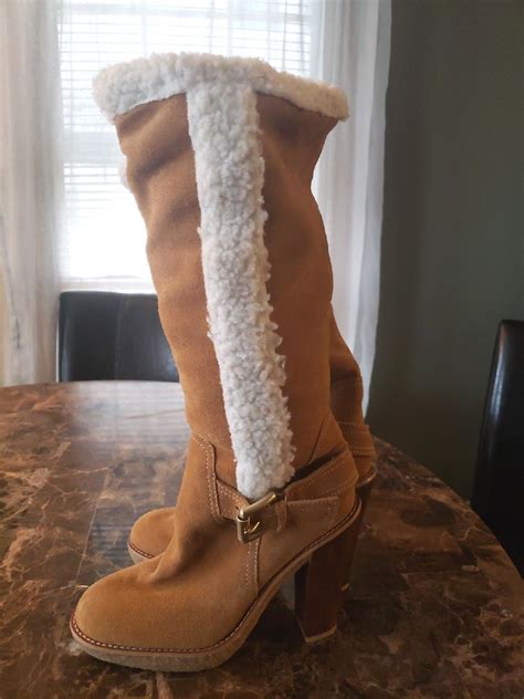 michael kors suede boots with fur|Michael Kors heeled boots.